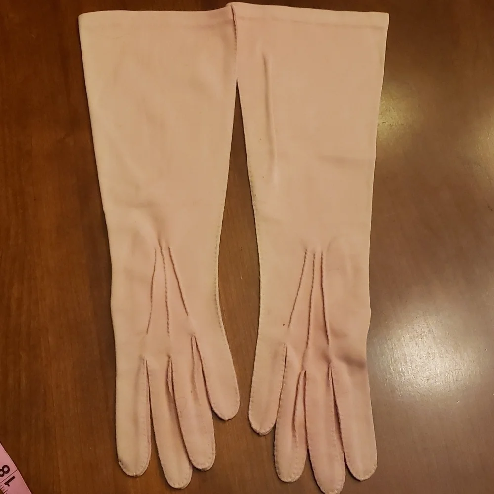 Vintage Stretch Nylon Pink Gloves 7
